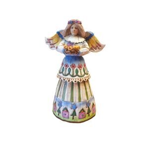 Jim Shore Heartwood Creek Angel Of‎ Love Figurine Blue Birds in Nest 2002 8.5 in